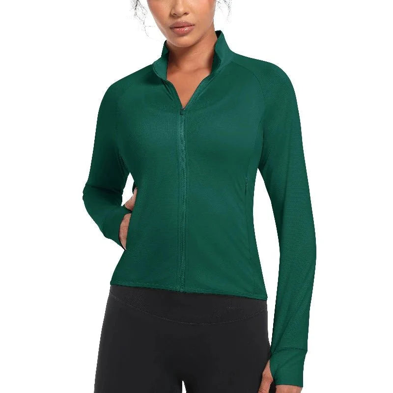 Chaqueta cortavientos para mujer, con protección UPF 50+, verde
