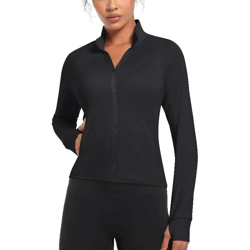 Chaqueta cortavientos para mujer, con protección UPF 50+, negro