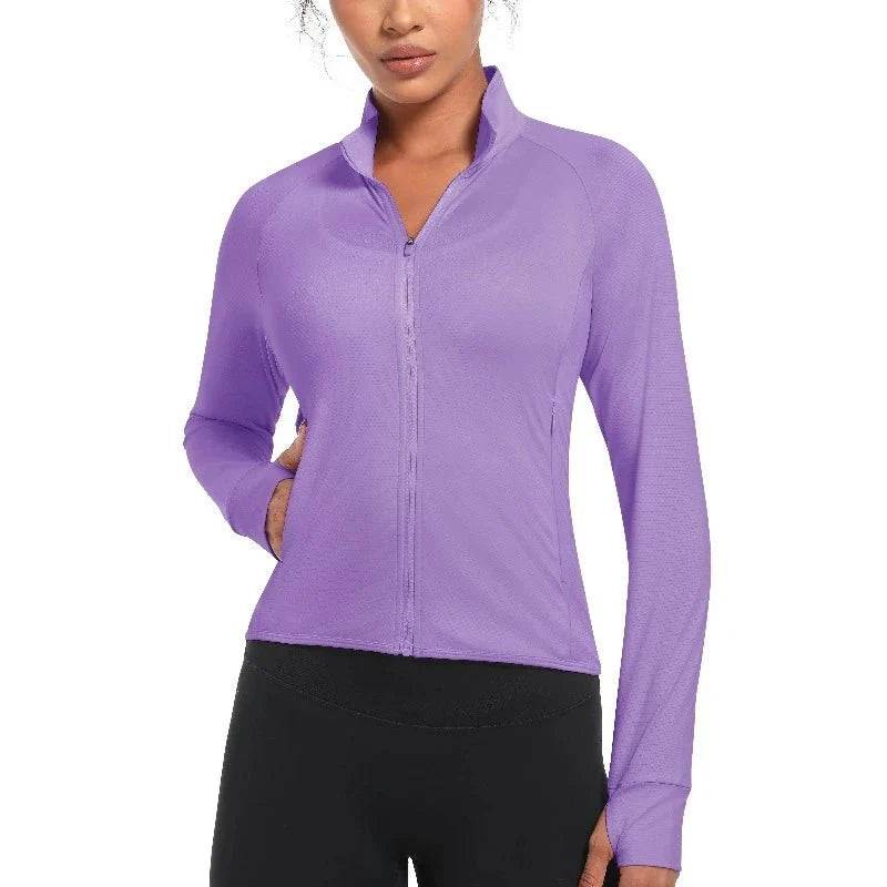 Chaqueta cortavientos para mujer, con protección UPF 50+, lila