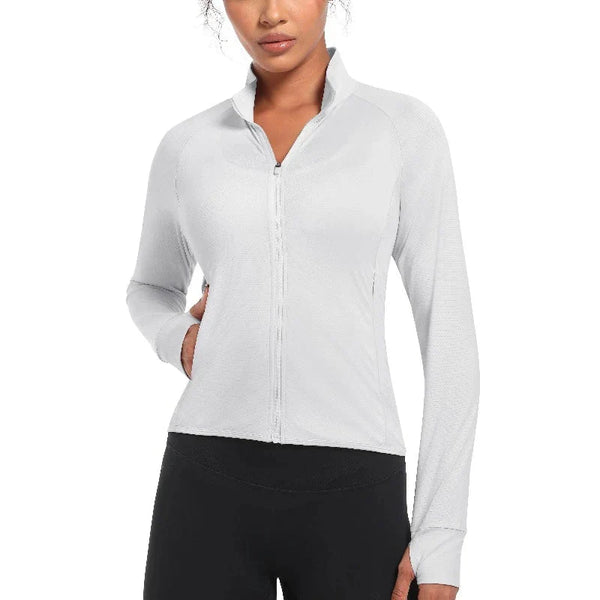 Chaqueta cortavientos para mujer, con protección UPF 50+, blanco