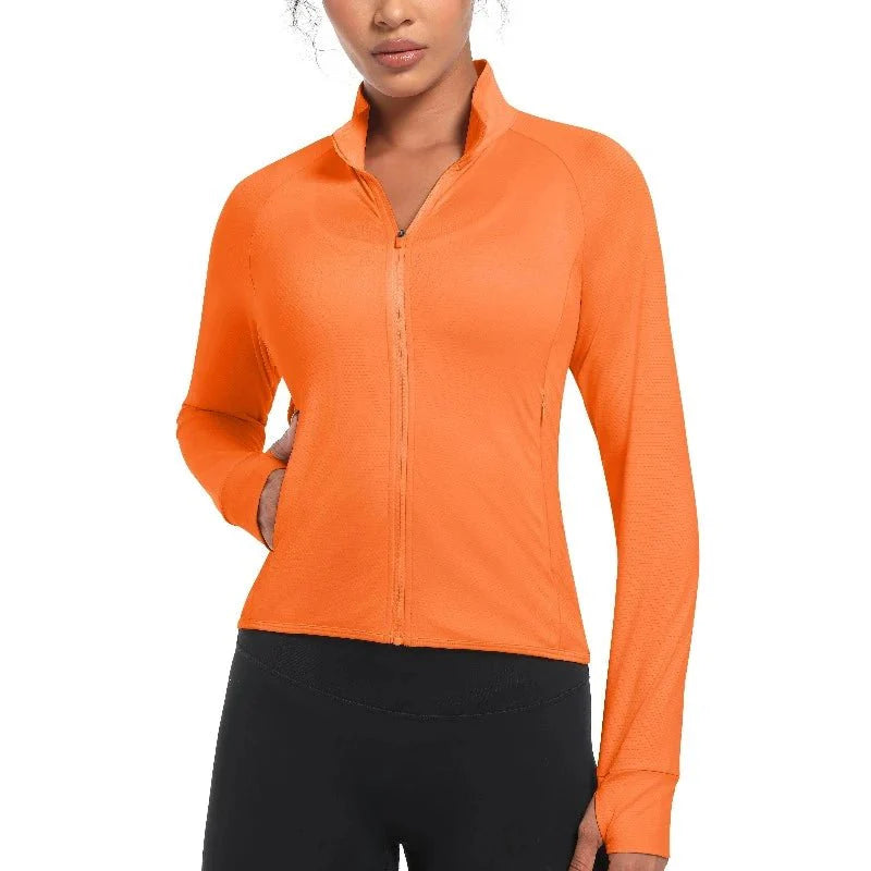 Chaqueta cortavientos para mujer, con protección UPF 50+, naranja