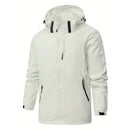 Chaqueta cortavientos para hombre con forro tejido poliéster, color blanco hielo