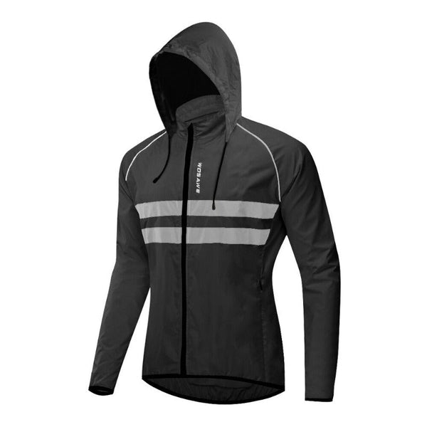 Cortavientos para hombre impermeable y a prueba de viento capucha desmontable y ajustable con cordón, color negro