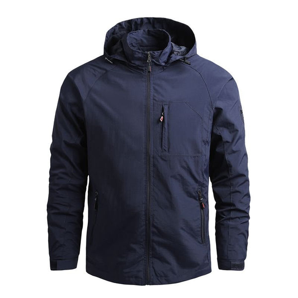 Chaqueta cortavientos para hombre resistente al agua y al viento, color azul