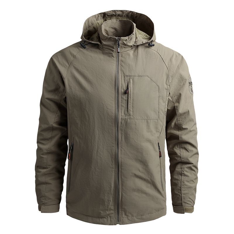 Chaqueta cortavientos para hombre resistente al agua y al viento, color caqui