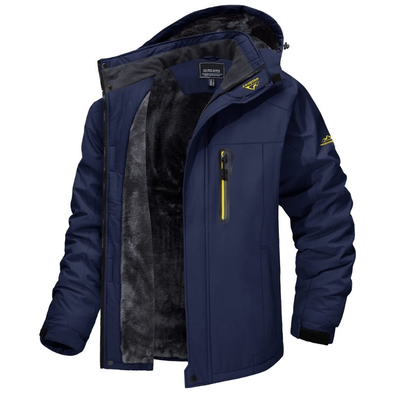 Chaqueta de hombre forrada con piel cálida adecuado para uso en nieve/esquí soporta temperatura: -20°C, color azul oscuro