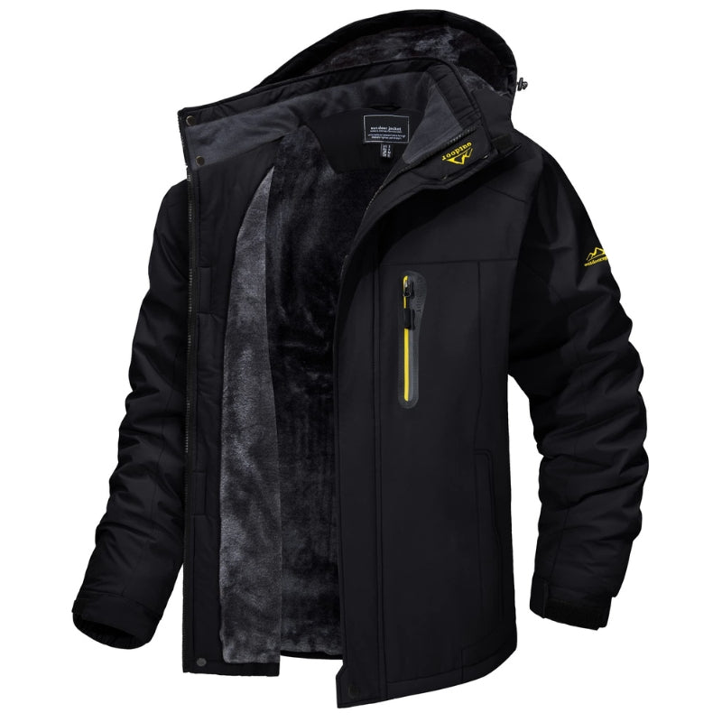 Chaqueta de hombre forrada con piel cálida adecuado para uso en nieve/esquí soporta temperatura: -20°C, color negro
