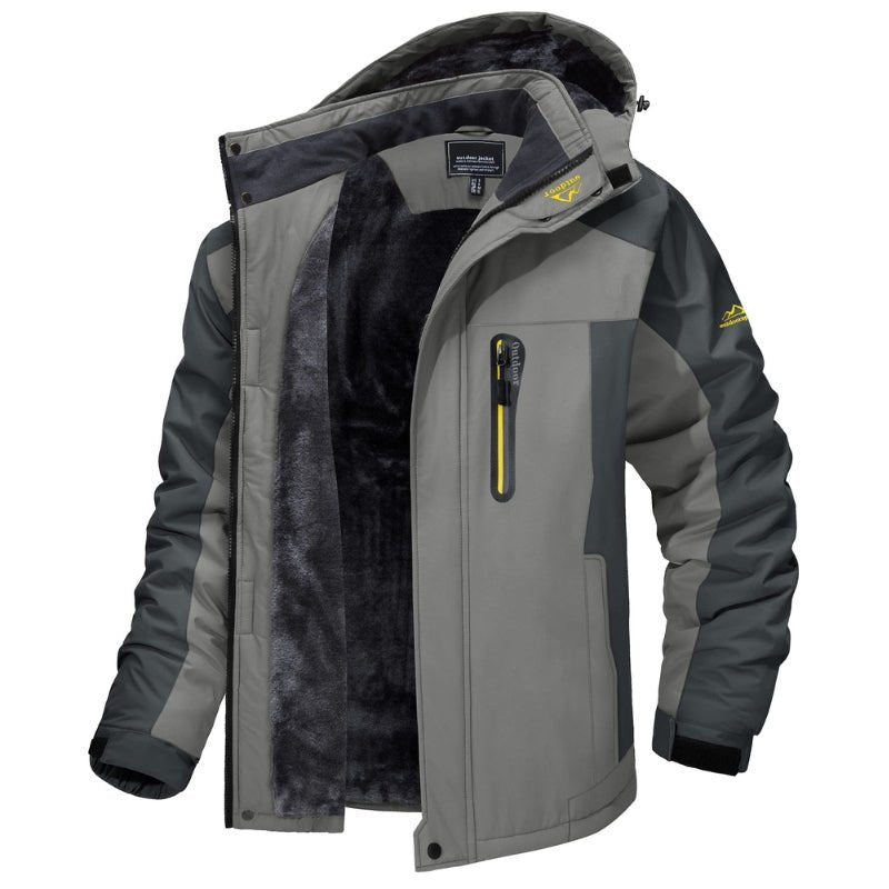 Chaqueta de hombre forrada con piel cálida adecuado para uso en nieve/esquí soporta temperatura: -20°C, color gris