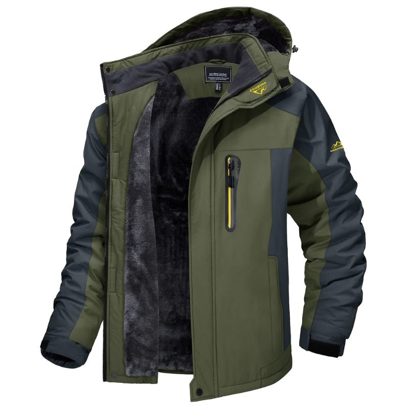 Chaqueta de hombre forrada con piel cálida adecuado para uso en nieve/esquí soporta temperatura: -20°C, color verde