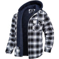 Chaqueta de cuadros para hombre con forro y capucha extraíble, estilo camisa, en negro