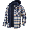 Chaqueta de cuadros para hombre con forro y capucha extraíble, estilo camisa, en amarillo