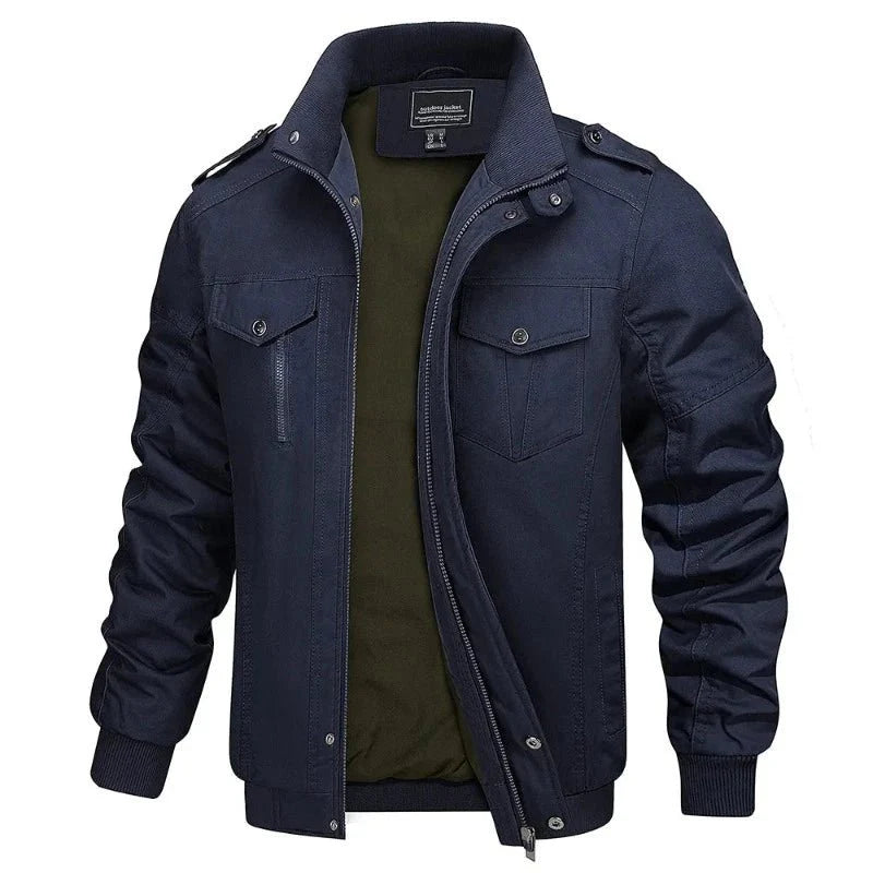 Chaqueta estilo retro para hombre con forro, tejido antidesgarro, color azul