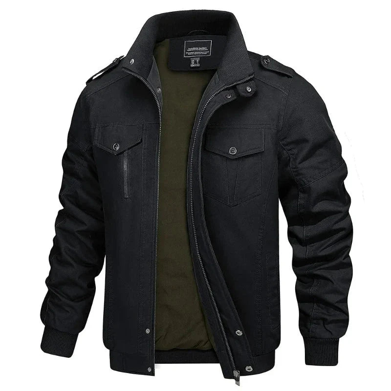 Chaqueta estilo retro para hombre con forro, tejido antidesgarro, color negro
