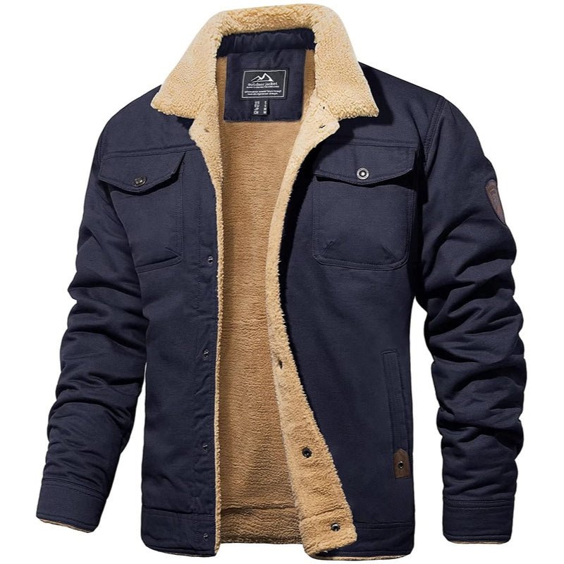 Chaqueta forrada de hombre con bolsillos interiores y laterales azul
