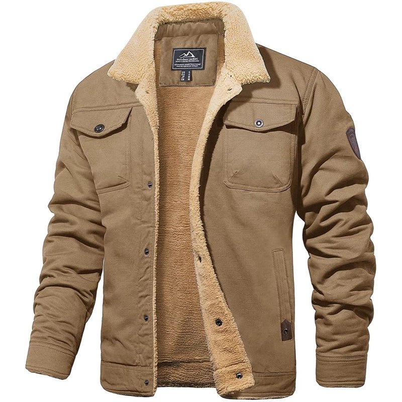 Chaqueta forrada de hombre con bolsillos interiores y laterales caqui