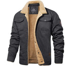 Chaqueta forrada de hombre con bolsillos interiores y laterales gris oscuro