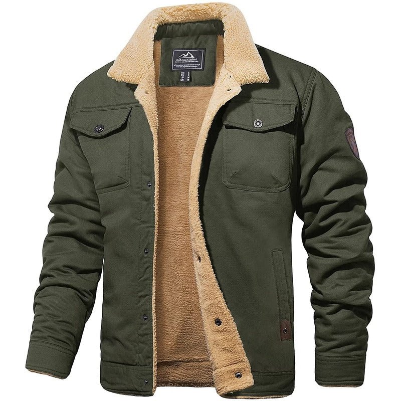 Chaqueta forrada de hombre con bolsillos interiores y laterales verde