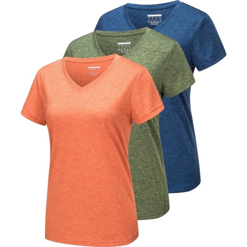 Kit de 3 camisetas de mujer de manga corta, ligero, transpirable, de secado rápido, que absorbe la humedad.