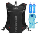 Mochila de hidratación con recambio de 2 litros y 2 botellas de 500ml.