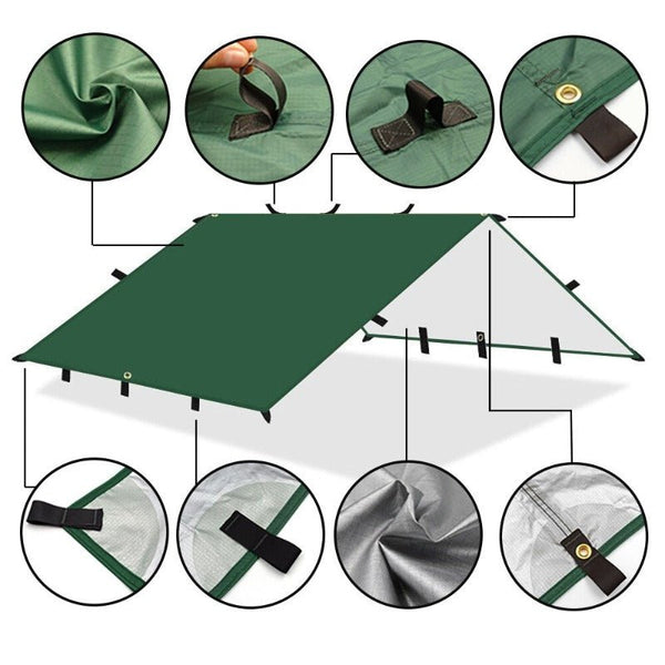 Lona impermeable con 19 puntos de amarre, protección UV