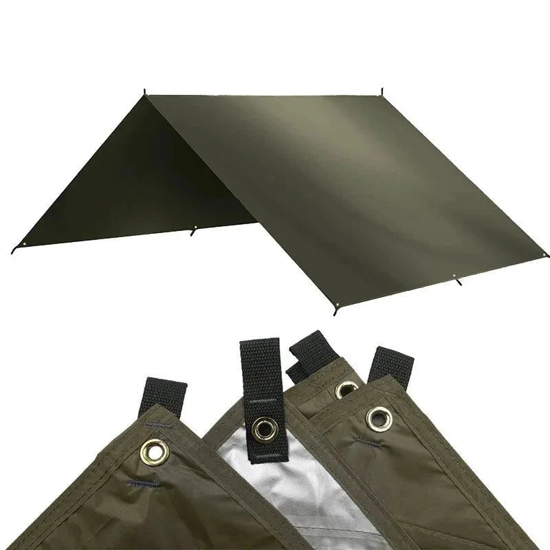 Lona de supervivencia, refugio para hamacas, cubierta de cocina exterior, carpa sencilla, tapete para carpa, lona para el suelo y sombra instantánea