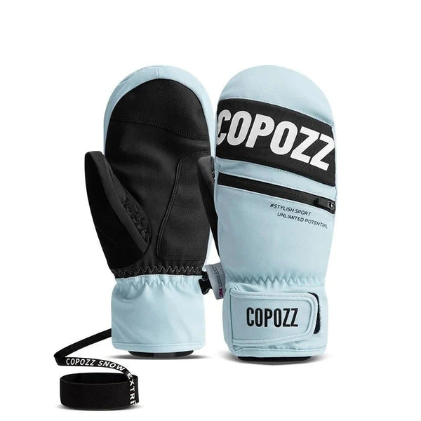 Guantes de esquí impermeables, bolsillo con cremallera, color azul