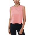 Camiseta sin mangas corta para mujer con protección UPF 50+. Tejido de poliéster, elastano, color salmón