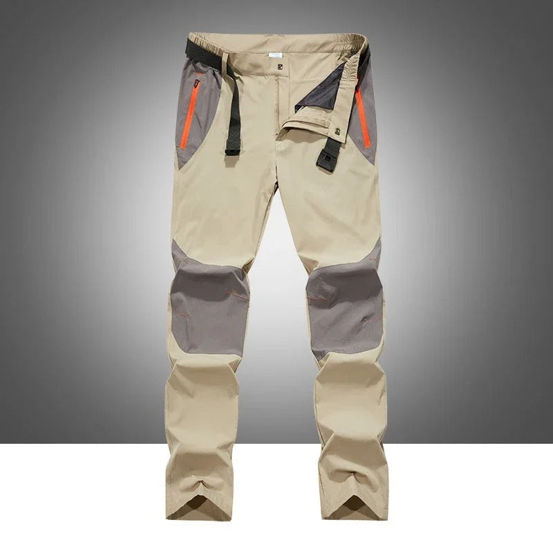 Pantalones ligeros de hombre recortes que garantizan flexibilidad de movimiento, color caqui
