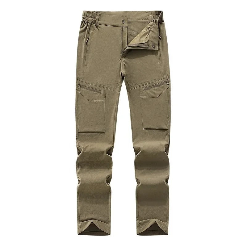Pantalón de mujer con elástico en los laterales de la cintura tejido de nailon y elastano, color verde oliva