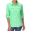 Camisa de manga larga para mujer con protección UPF50+ bolsillos multifunción, Verde